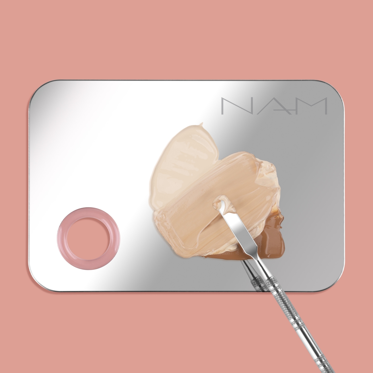 NAM Metalowa paletka do mieszania kosmetyk&oacute;w ze szpatułką Mixing Palette